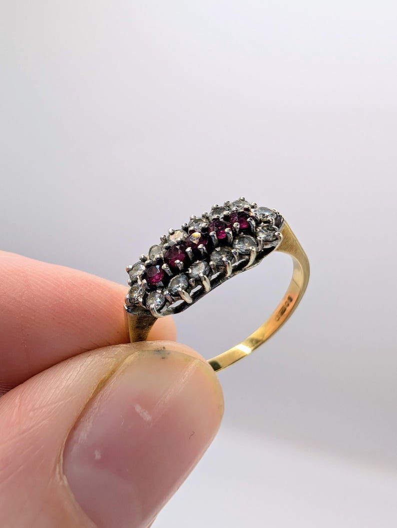 18ct Gold Ruby & Diamond Boat Shaped Ring Sku1637 - Etsy