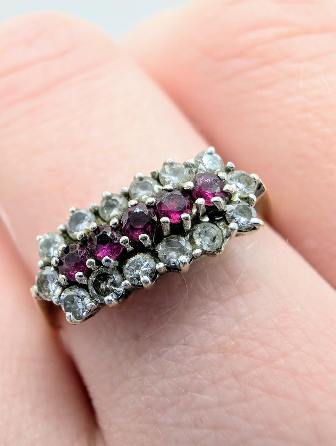 18ct Gold Ruby & Diamond Boat Shaped Ring Sku1637 - Etsy