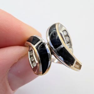 14k White Gold Onyx & Diamond Vintage Statement Ring Sku1788