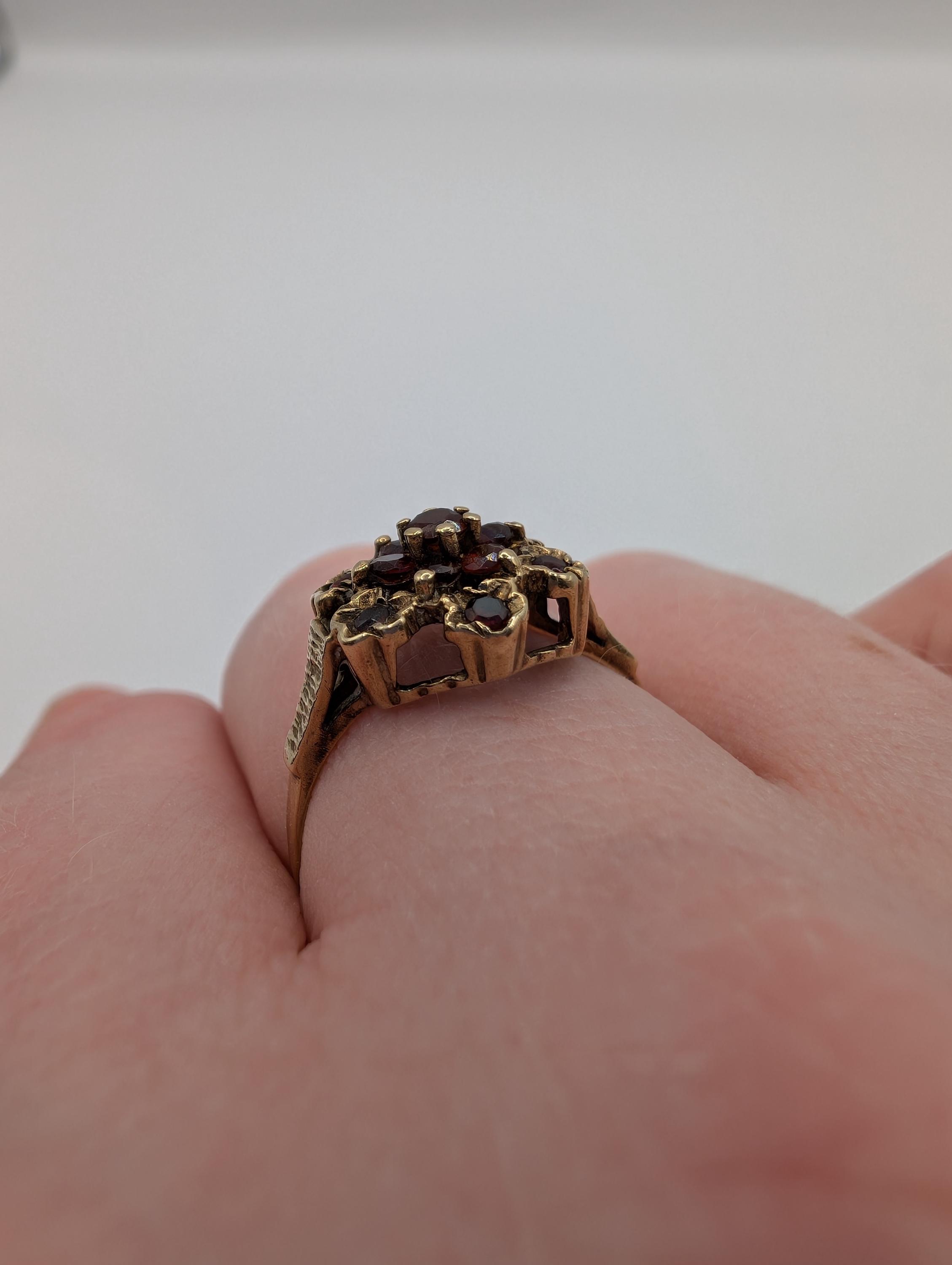 9ct イエローゴールド ガーネット クラスター リング Sku1899 - Etsy 日本