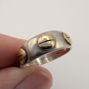 Anillo de plata de ley y oro amarillo de 14 k con rosca (SKU1939)
