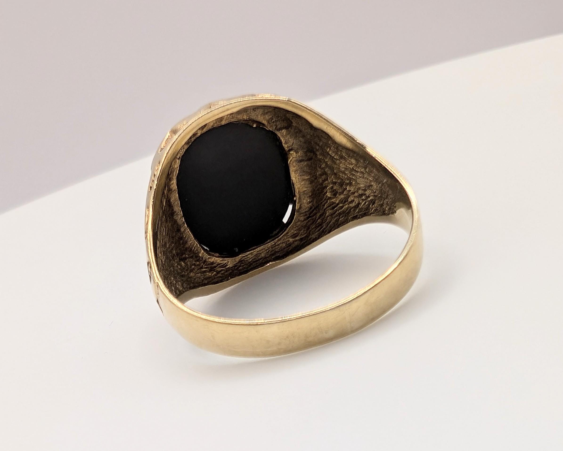 9ct ゴールド オニキス オーバル スコーピオン シグネット リング