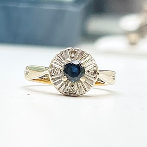 Diamond & Sapphire Cluster Ring 18ct Gold And Platinum