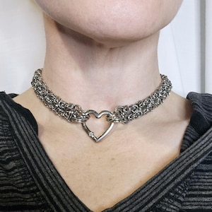 Double Byzantine Stainless Steel Functional Chainmaille Day Collar, chocker – Discreet, Durable, Everyday Wear And Play.