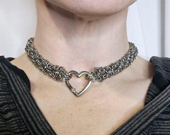 Collar de día de malla de acero inoxidable: Gargantilla bizantina doble