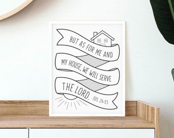 As For Me And My House - printable wall art, Bible verse for families, minimalist poster, typography print, home decor