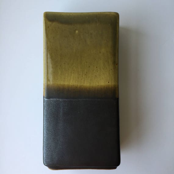 Green And Black Glazed Habitat Vase Etsy
