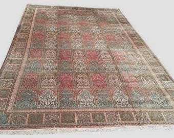 11'6"X18'3" Hand Made Knotted Rug New - A Traditional Kashmir rug in green, pink, blue, white colors - Size Cat. 10x14 12x15 12x18