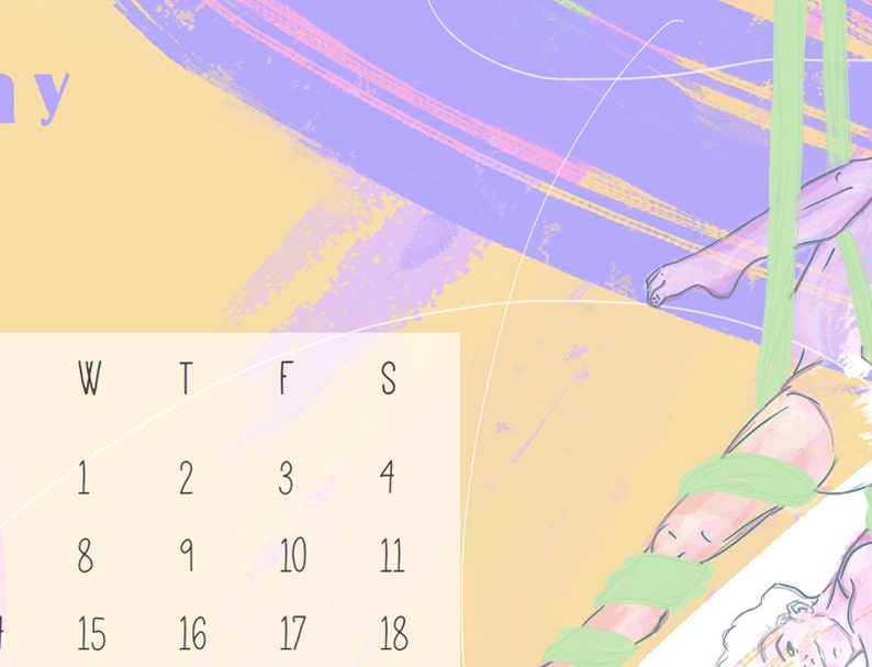 Aerial Dance Calendar 2024 Printable Aerial Silks Monthly Etsy