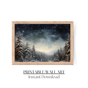Vintage Sternennacht Wandkunst, Sternenklare Nacht Dekor, Nachthimmel Kunst, Himmlische Wandkunst, Kosmische Wandkunst, Verträumte Nacht Kunst, Mondlicht Kunstwerk