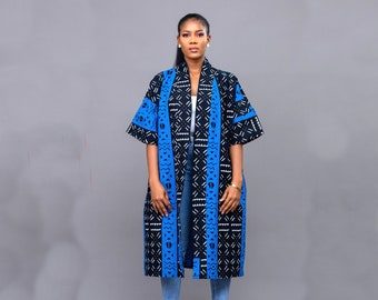 Black And White Tribal African Print Ankara Kimono