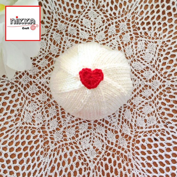 Cappellino per neonati con cuore rosso è in lana 100% idea | Etsy Italia