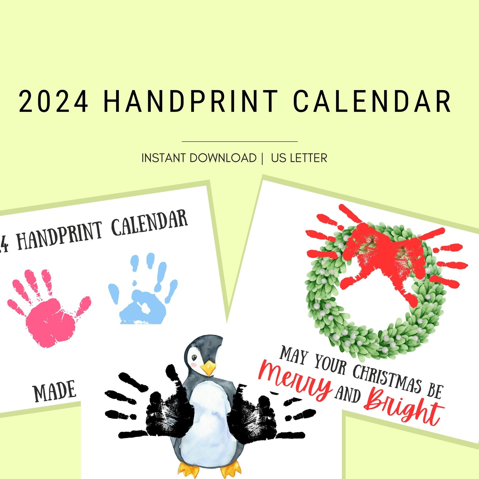 Printable Handprint Art 2025 Calendar Handprint Keepsake From Child to