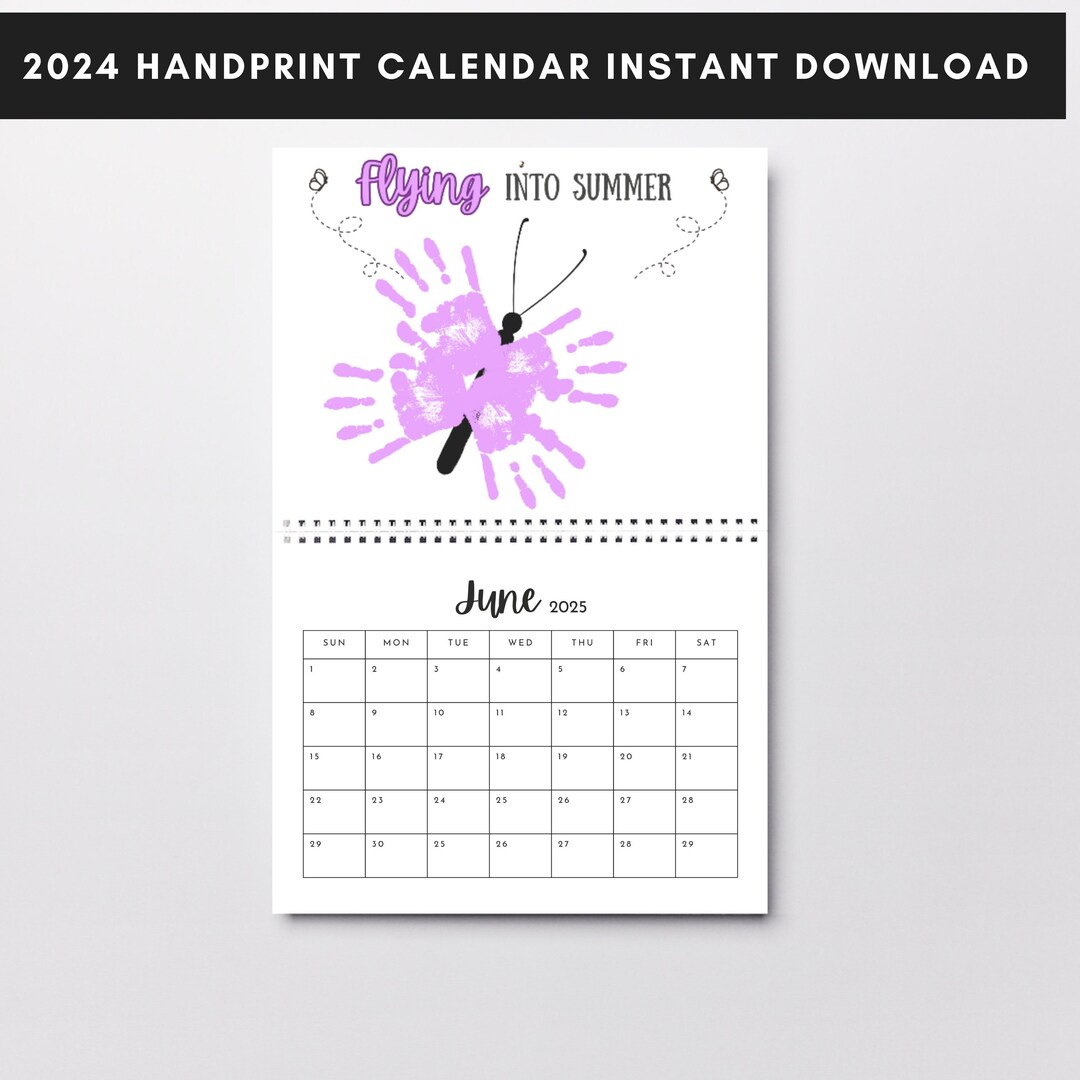 Printable Handprint Art 2024 Calendar Handprint Keepsake From Child to