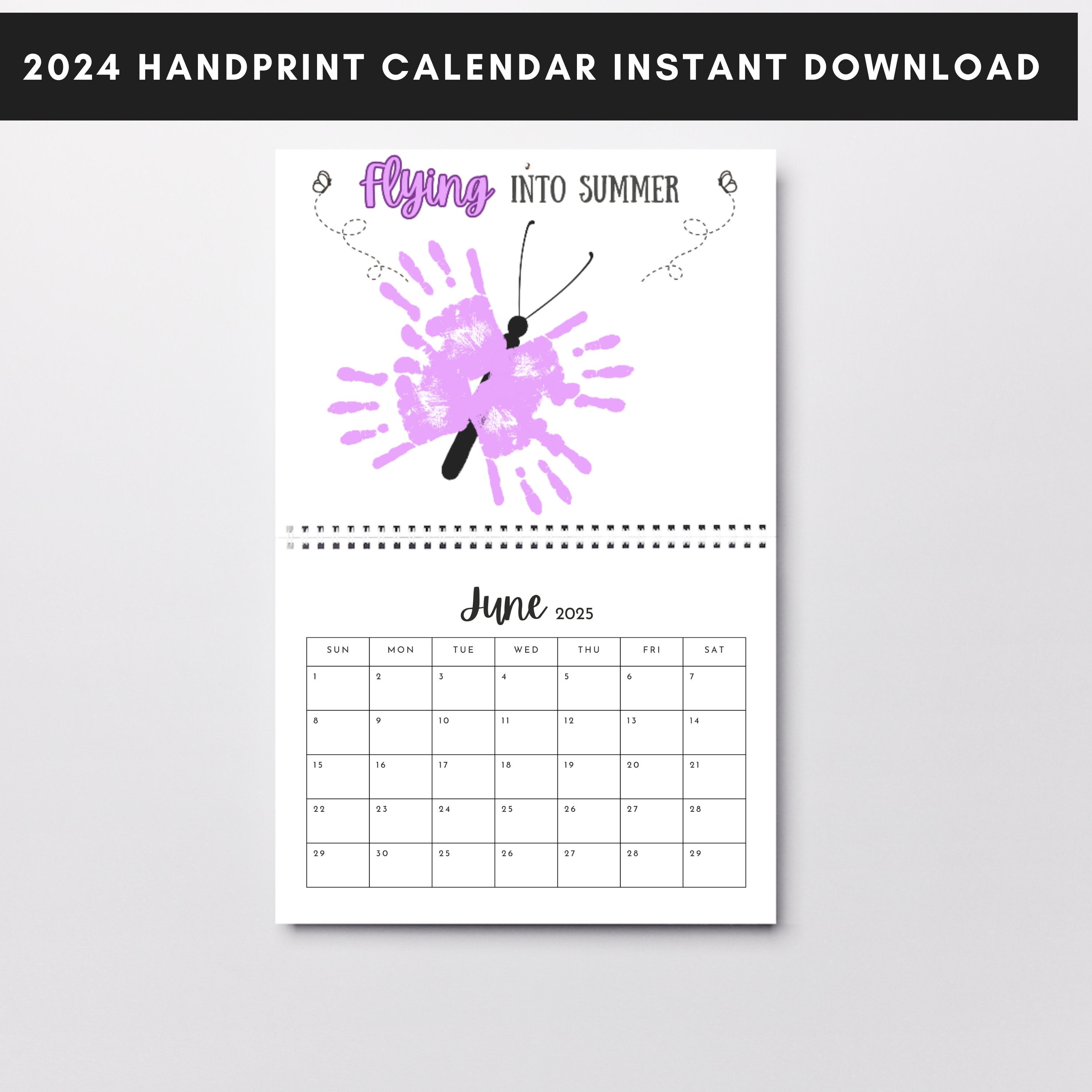 Printable Handprint Art 2024 Calendar Handprint Keepsake From Child to