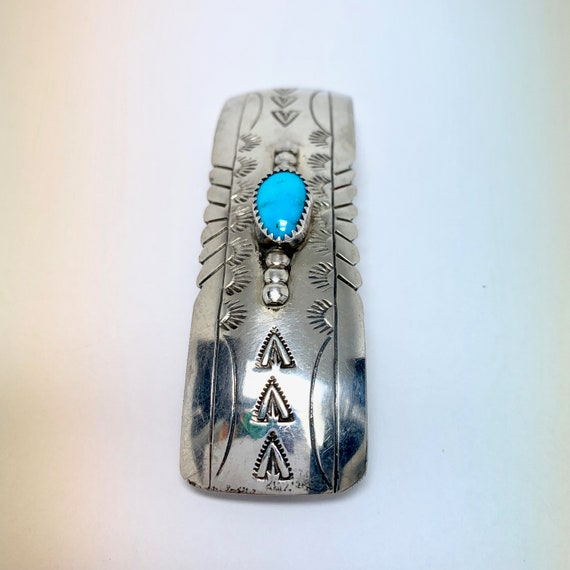 Hair Clip Vintage Sterling Silver And Turquoise Native Etsy