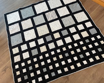 Handmade Black and White Quilt: Modern Home Decor (60x60)