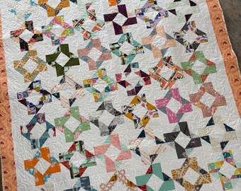 Handmade Quilt in fresh colours and white background