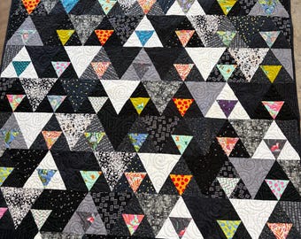 Black and white Quilt, handmade Quilt