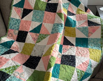 Handmade Baby Quilt in modern style
