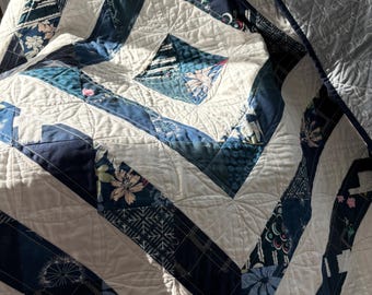 Baby Quilt in Blue and white