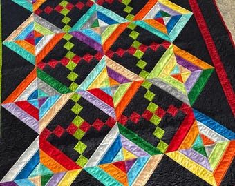 Twin size Quilt in colour blocking