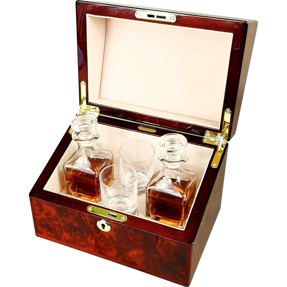 minechobiko　木桶2個 Hillwood Double Mini Decanter and Crystal Shot Glass Set in