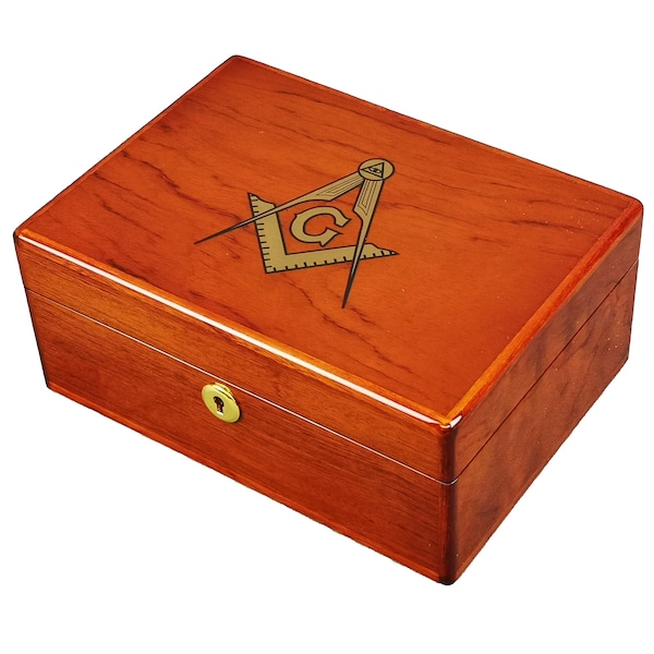 Hillwood Rosewood Masonic Jewellery Box with Lock (YM016J)