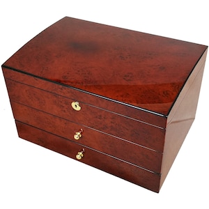 Extra Large Makah Burl Wood Jewellery Box with Multiple Compartments by Hillwood (J150VM)