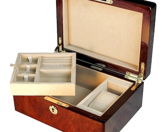 Hillwood Makah Burl Wood Gents Valet Box with Lock (VM016V)