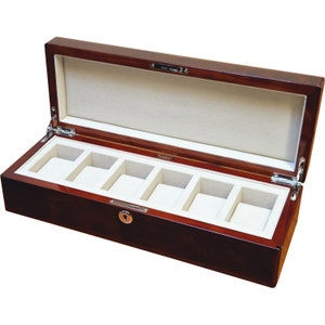 English Burl Walnut 6 Watch Storage Box with Lock (WN419W)
