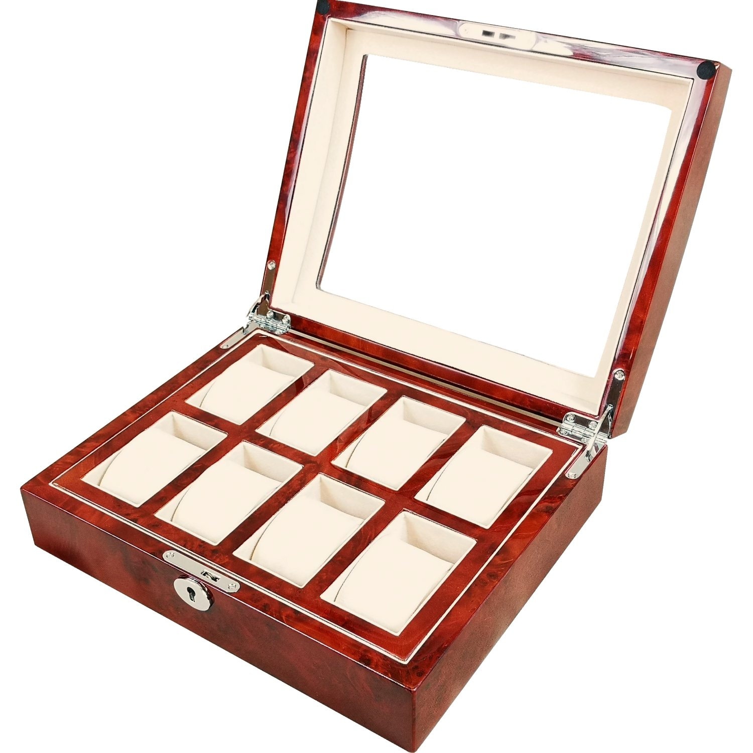 Hillwood Laminated Makah Burlwood 8 Watch Collectors Box With Clear Top W008LMG Etsy Canada