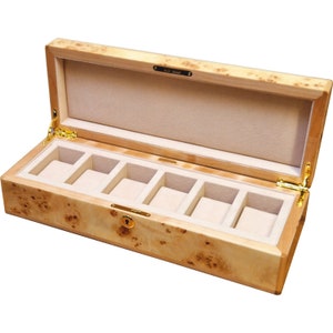 Maple Burl 6 Watch Storage Box with Lock (MP419W)