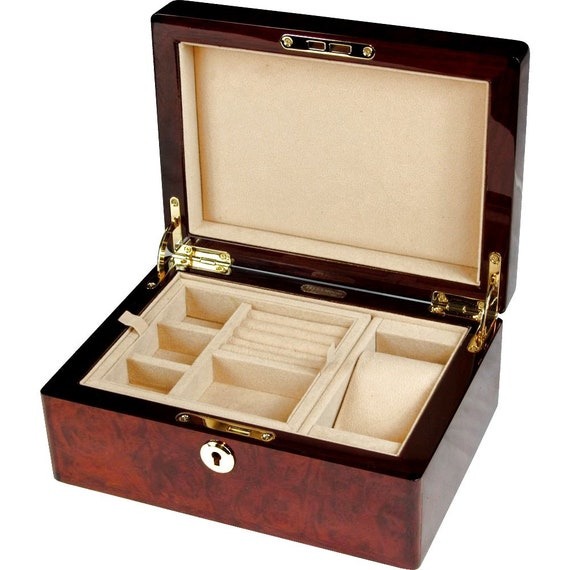 Makah Burl Wood Jewellery Box With Lock VM016J | Etsy