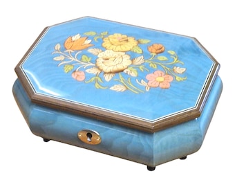 Beautiful Vintage Wooden Reuge Music Box - Plays Edelweiss - Swiss