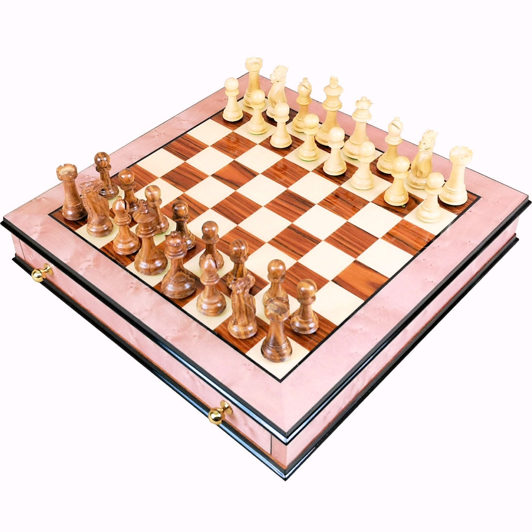 Hillwood Handcrafted Pink Maple Burl and Rosewood Chess Set - Etsy