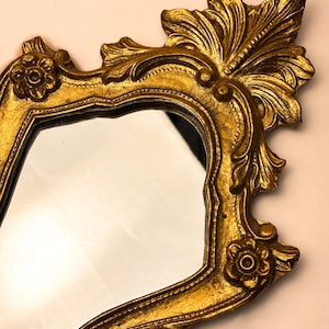 Small Hand-Carved Gold Gilt Wooden Italian Florentine Mirror