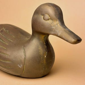 Large Brass Duck Paperweight Figurine
