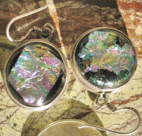 dichroic glass earrings hand crafted 923 - image 1