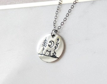 Camping necklace, Traveller Hiker gift, Hiking nature necklace, Wilderness, Scouts  gift, Outdoorsy gift, Traveler gift, Thank you gift