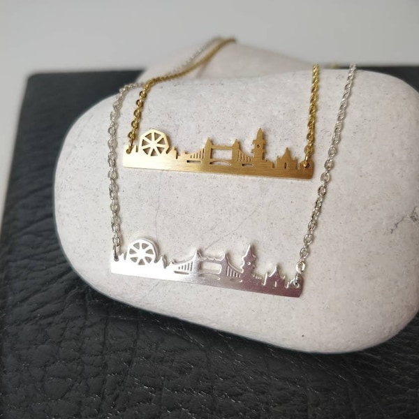 London Skyline necklace, London eye, Big Ben British gifts, England patriots, Great Britain, London jewelry, Traveler gifts, London bridge