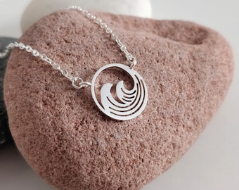 Ocean wave necklace, Beach lover necklace, Surfer gift, Surfing jewelry,  Sea necklace, Hawaii jewelry, Sea waves, Nautical necklace, UK