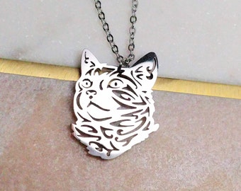 Cat Head Necklace, Kitty necklace, Crazy cat lady, Cat lover gift, Silver cat pendant, Pet memorial, Cat keepsake, Mad cat lady, Kitten gift