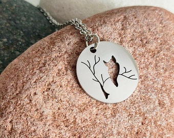 Barn owl necklace, Teachers gift, Bird lover necklace, Woodland animal, Witchy necklace, Cottagecore, Wise owl, Birthday gift, Wisdom gift