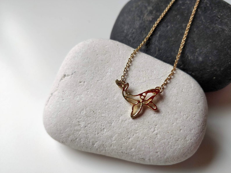 Humpback Whale necklace, Origami necklace, Geometric jewelry, Save the ocean, Sea creature, Blue Ocean animal, Nautical jewelry, Choker gift image 6