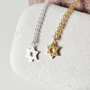 David star necklace, Hebrew necklace, Magen David, Israel jewelry, Bar Mitzvah, Gold David star, Star of David pendant, Holy Tora, Messianic