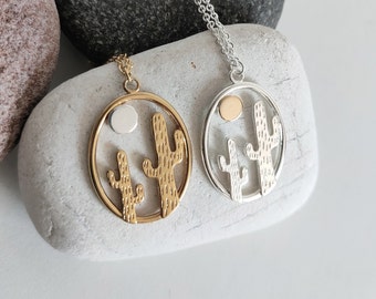 Cactus necklace gift, Succulents and Cacti, Mexican style, Succulents gifts, Gold Cactus pendant, Plant jewelry, Wild west, Lucky charm