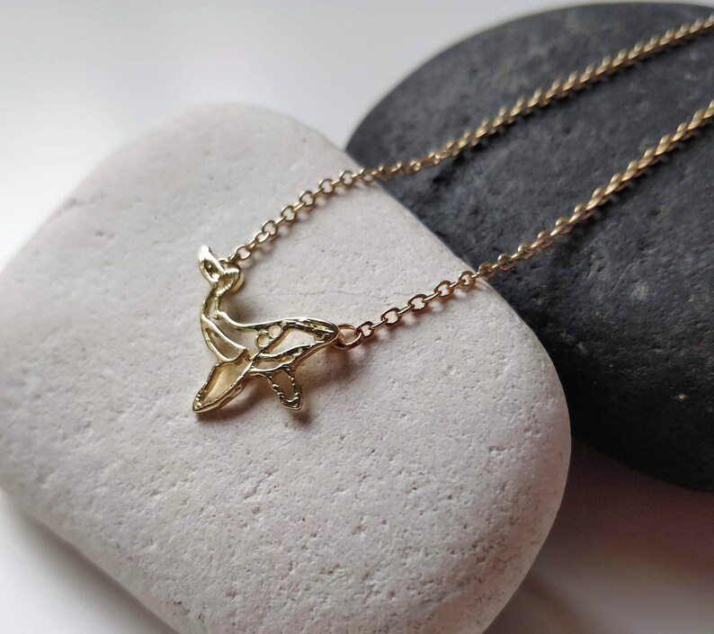 Humpback Whale necklace, Origami necklace, Geometric jewelry, Save the ocean, Sea creature, Blue Ocean animal, Nautical jewelry, Choker gift image 5