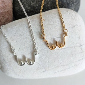 Booby necklace, Silver boobie, Boob necklace, Cancer awareness, Body positivity gift, Feminist jewellery, Breastfeeding mum, New mom gift,