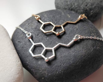 Serotonin DNA necklace, Science teacher gift, Geek Molecule jewelry, Geekery gifts, Chemistry jewelry gift,  Scientist necklace jewellery